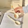 High-value long-handled ceramic spoon, household soup spoon, cute high-value coarse pottery spoon ins wind