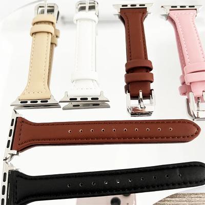 Slim Leather Band For Apple Watch 10 11 Strap 46mm 40mm 44mm 45mm 42mm 41mm Sports Bracelet iWatch Series 9 8 SE Ultra 2 3 49mm