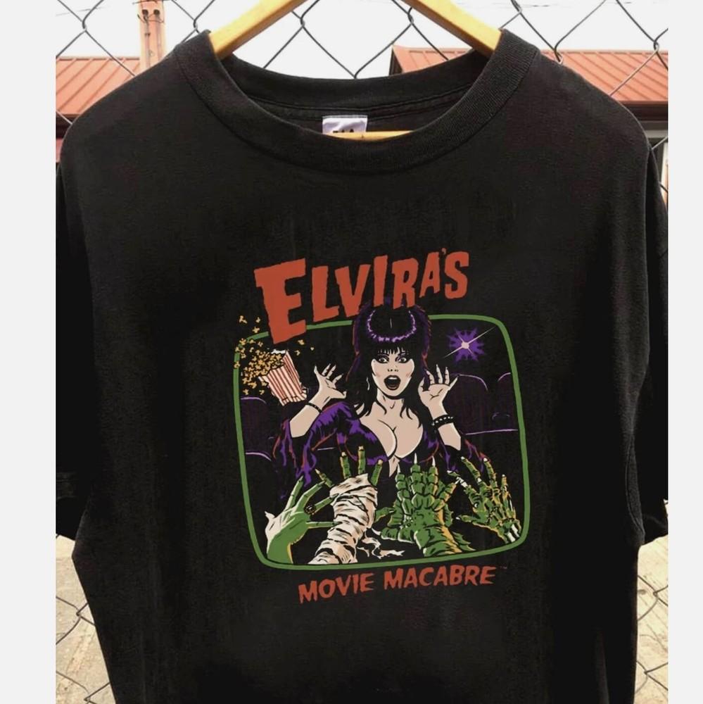 Футболка Elvira s Movie Macabre, классический стиль, мужская и женская, S-45XL, унисекс M