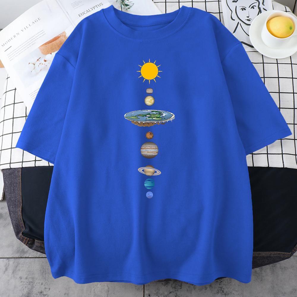 Cosmic Solar System Planets Print Short Sleeve Men Street Casual Tee Clothing Loose Breathable T Shirt Male Summer Cotton Tops