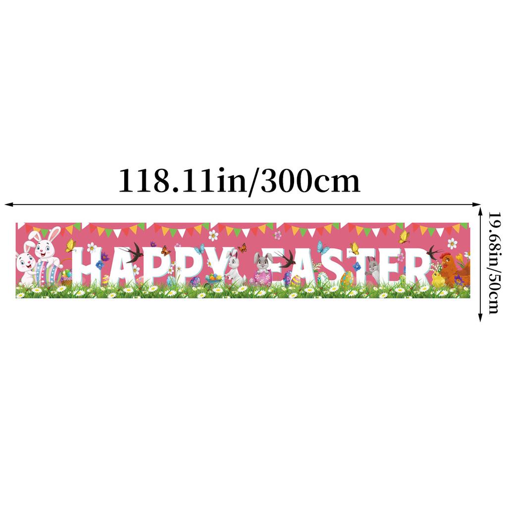 300 * 50Cm Easter Courtyard Porch Fence Decorative Banner Rabbit Egg Poster Custom