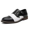 Fashion Premium 2025 Men's Big Size 38-48 Two Strap Buckle Shoes Color Contrast Leather Business Casual Comfortable Lace-Up Formal Shoes