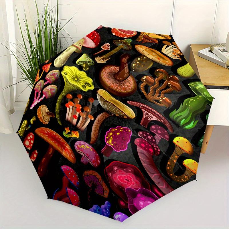 

Mushroom Fantasy Theme 8 Bone Hand Automatic Folding Umbrella, Compact and Portable Design, A Perfect Gift for Birthday, Christmas or Busine