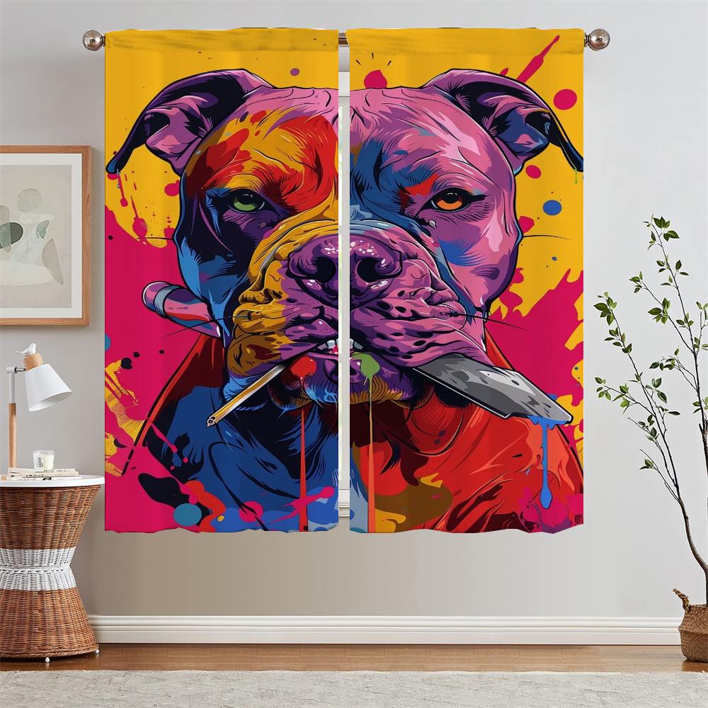 

Шторы для детской комнаты, для спальни, шторы с изображением злого бульдога, шторы для домашнего интерьера, кудри, щупальца, жалюзи, затемнение W50xH70cmx2pcs-CL