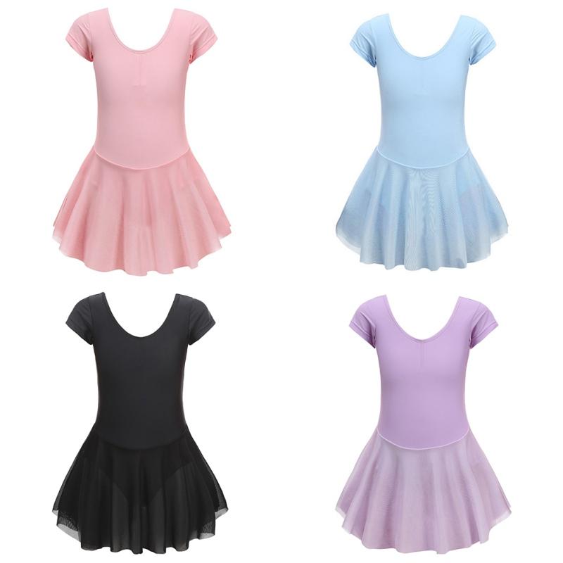 

Дети Девочки Балет Танцевальные купальники с марлевыми юбками Сплошной цвет Короткий рукав Гимнастика Сценическое представление Униформа