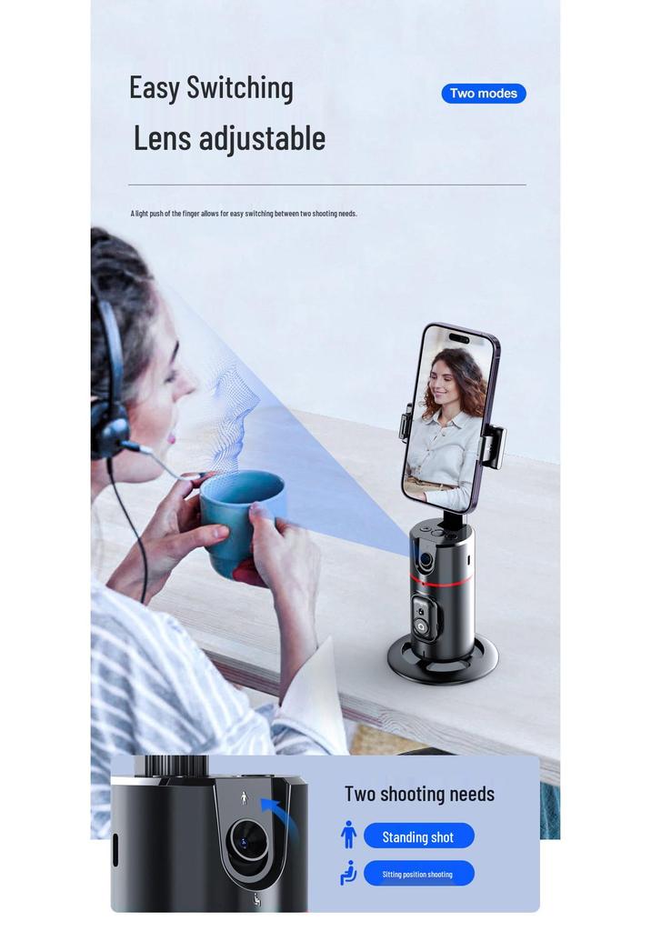 AI Auto Tracking 360° Face Recognition Stand for Mobile Phones & Live Broadcasts