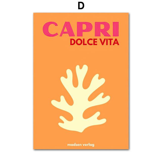 Massivholzrahmen Abstrakte Palmblattkoralle Reise Bunte Vintage Poster und Drucke Nordischer Stil Leinwandmalerei Wandkunst Wohnzimmerdekoration