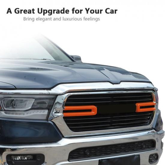 Front Grill Inserts Cover Trim Kit For Dodge Ram 1500 2500 3500 2019-2021 Orange