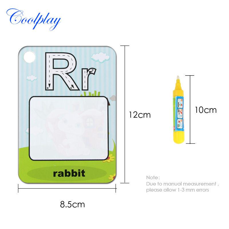 Water Drawing Card 26 Alphabet Coloring Book & 2 Magic Pen Letter Card Painting Board English Learning Educational Toys