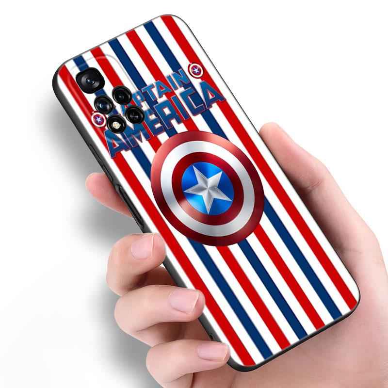 

Стив Щит Капитана Америки Черный Силиконовый Чехол для Телефона Для Xiaomi POCO X3 X4 NFC F4 GT F5 F6 M3 M4 M6 X5 X6 Pro 5G M5 C55 C65 POCO M4 Pro 4G
