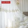1PC Nuan Series French Style Gold Thread Embroidered Sheer Curtain Romantic Style Luxury Tulle for Living Room Bedroom Balcony Window Home Decor