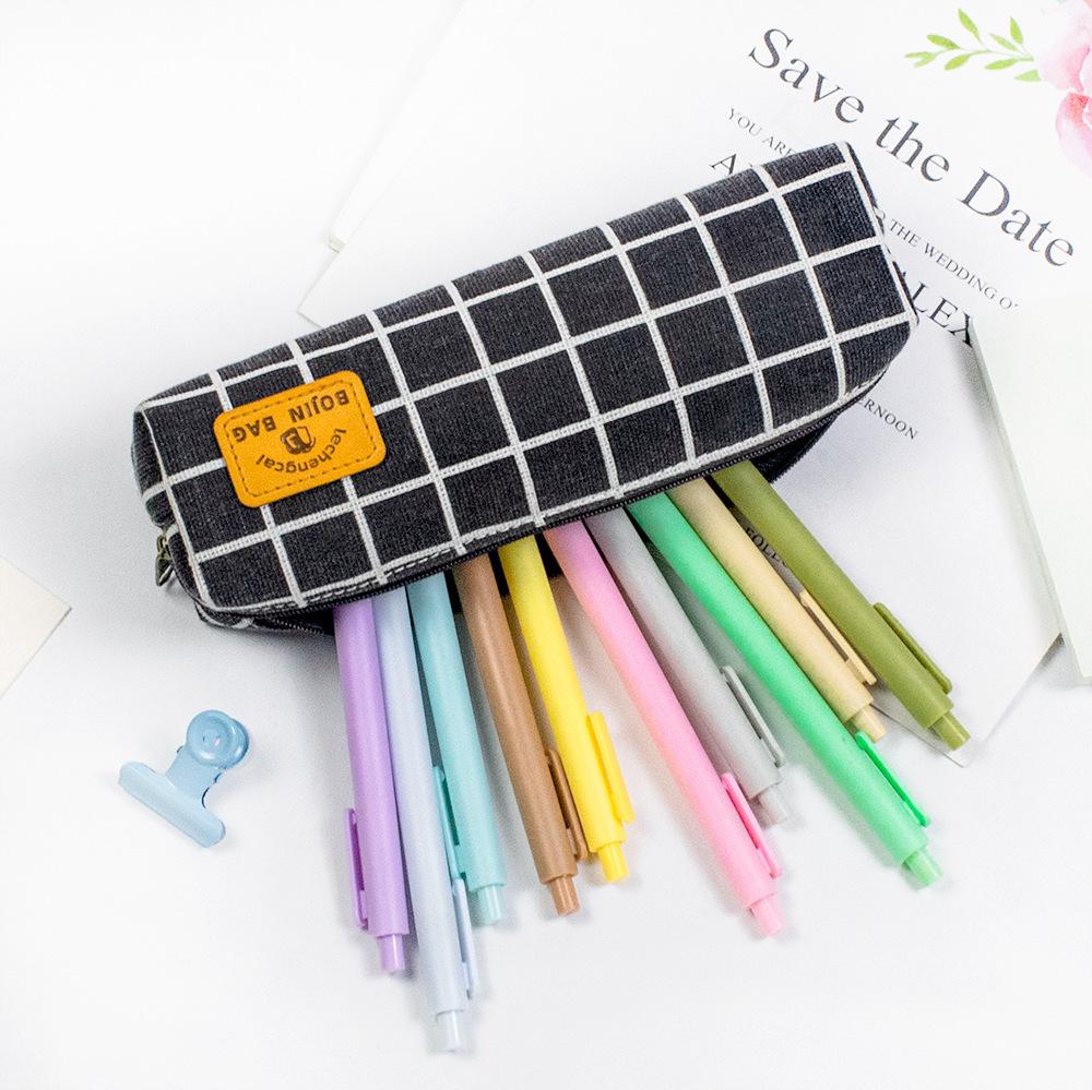 Simple Canvas Pencil Case Stationery Storage Bag Box High-end Pencil Case for Junior and Senior High School Students