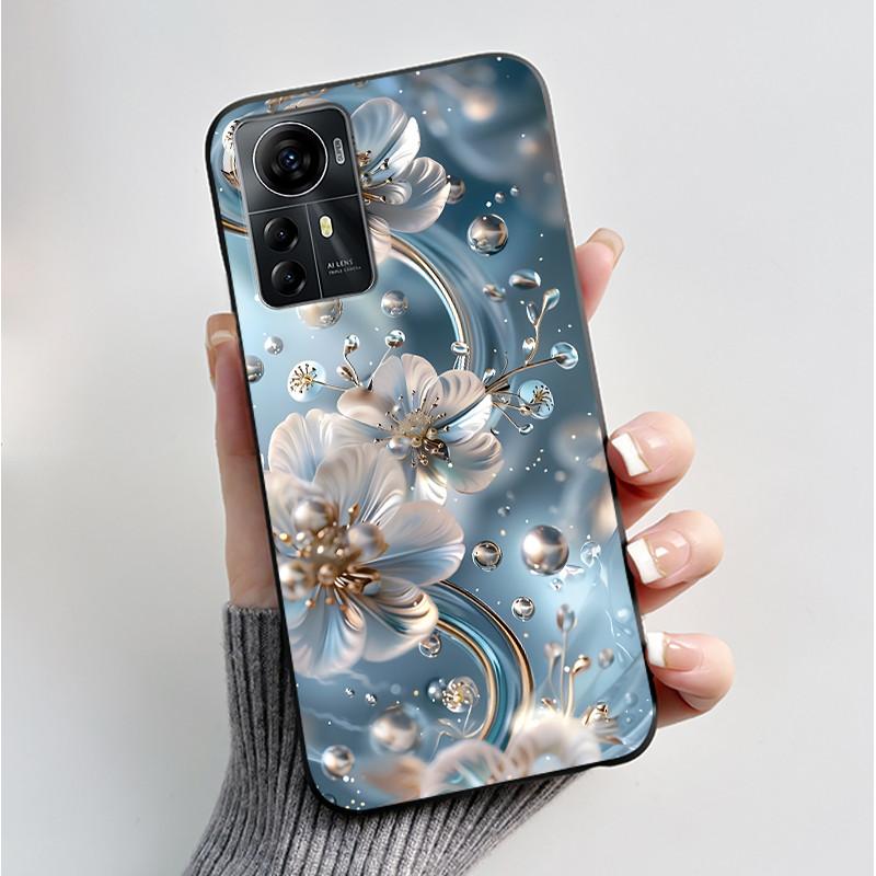 Für ZTE Blade A72S A7050 Hülle Für ZTE Blade V41 Smart Cover Luxus Mode Schmetterling Blume Silikon Weich Schwarz TPU Stoßfänger Schale