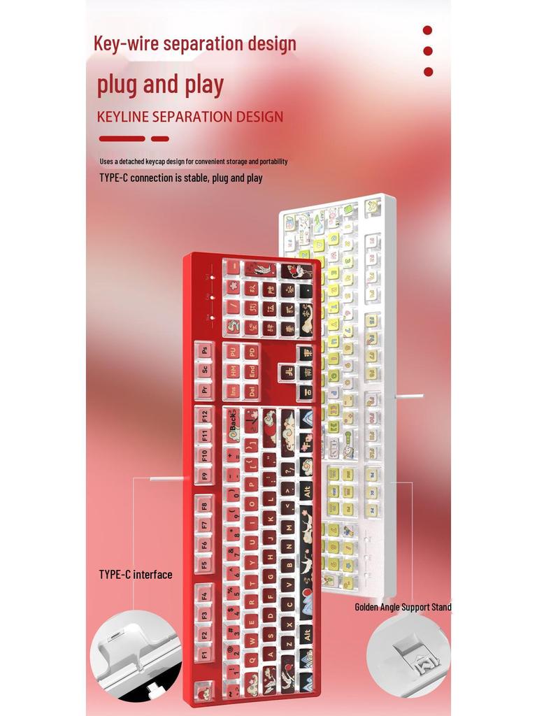 Sakura Esports 104-Key Wired Mechanical Keyboard for Girls - PBT Translucent Design, Universal for Office Use