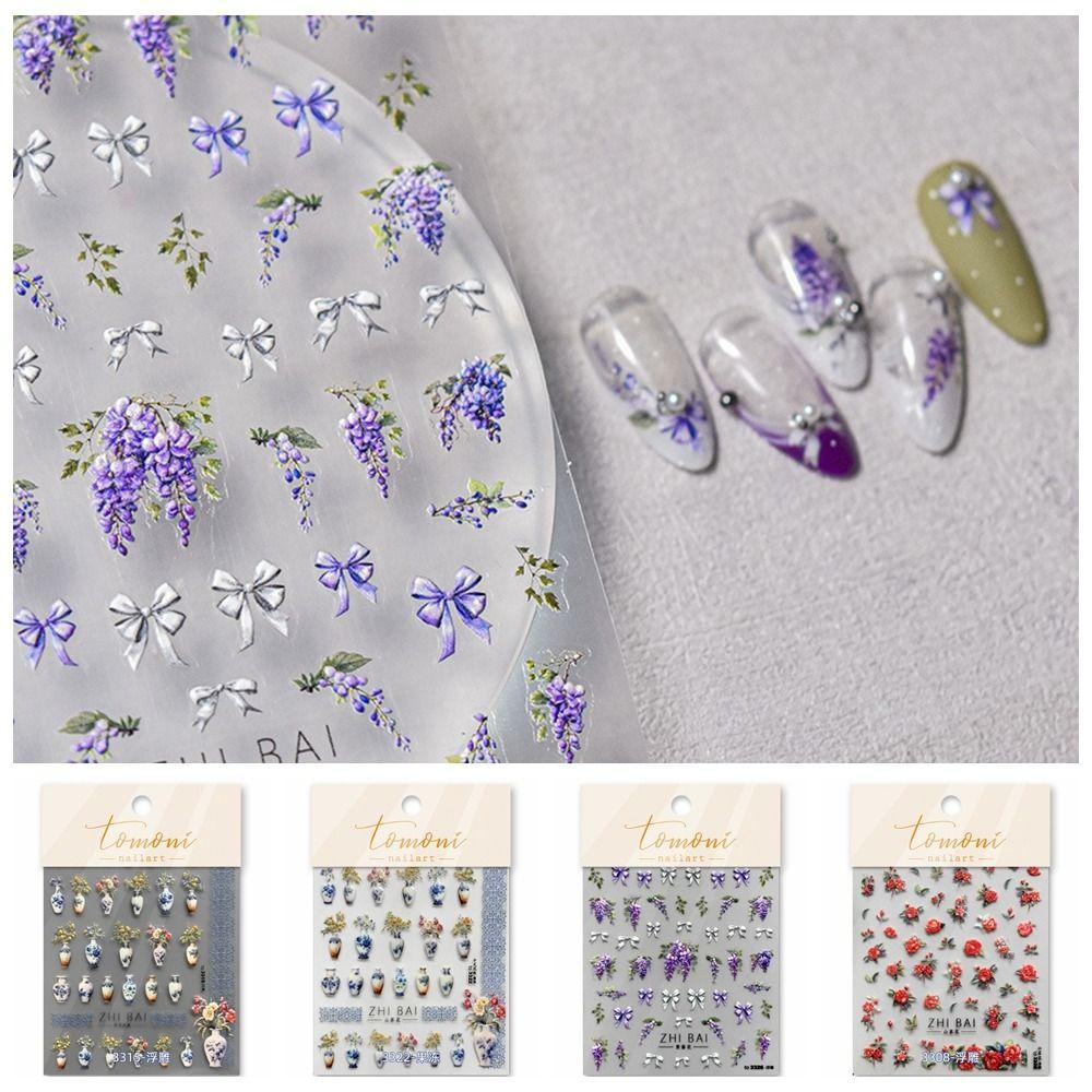 

Nail Accessories Porcelain Vase Nail Decals Flowers Nail Art Decorations Nail Salon