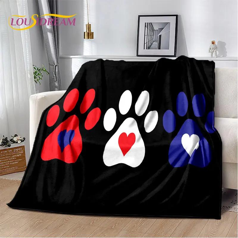 Pets Footprint Sole Series 3D Soft Plush Blanket, cobertor de flanela para sala de estar, quarto, cama, sofá, piquenique, capa para crianças