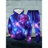 3D Nebula Vortex Printed Men'S Casual Hoodie 2pcs Set