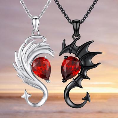 1 Pair Angel And Devil Necklaces Couple Matching Necklaces Angel And Devil Wing Pendants Necklaces Matching Jewelry Gifts for Her Him Valentine's Day