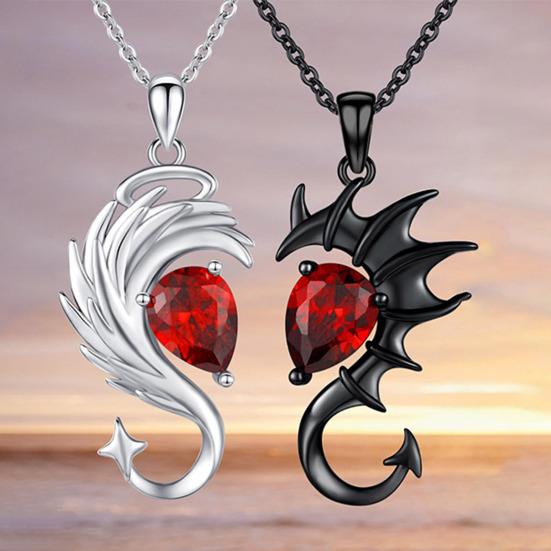 1 par Ängel och Djävul Halsband Par Matchande Halsband Ängel och Djävul Ving Hängen Halsband Matchande Smycken Gåvor till Henne Honom Alla Hjärtans Dag