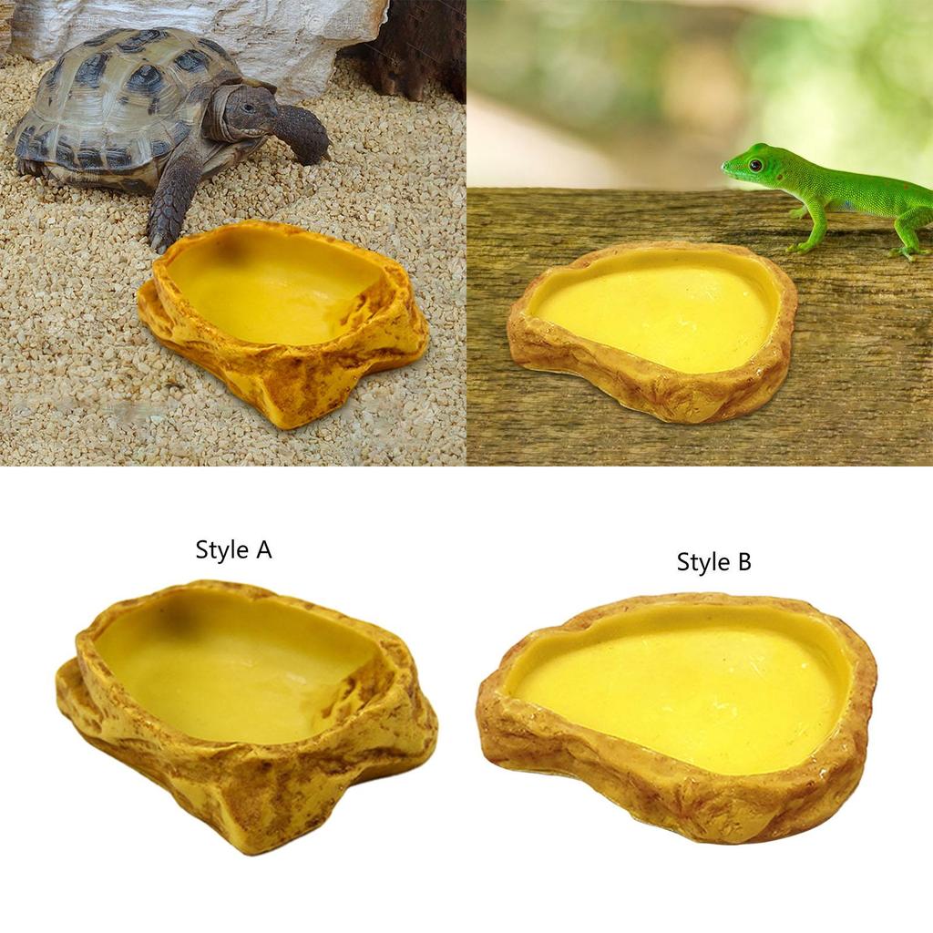 Reptile Water Bowl Resin Terrarium Habitat Decoration Terrarium Water Dish for Snake Tortoise Bearded Dragon Turtle Chameleon