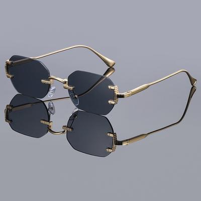 Luxury Rimless Square Sunglasses Women Vintage Fashion Metal Sun Glasses Popular Men Punk Sexy Ladies Shades UV400