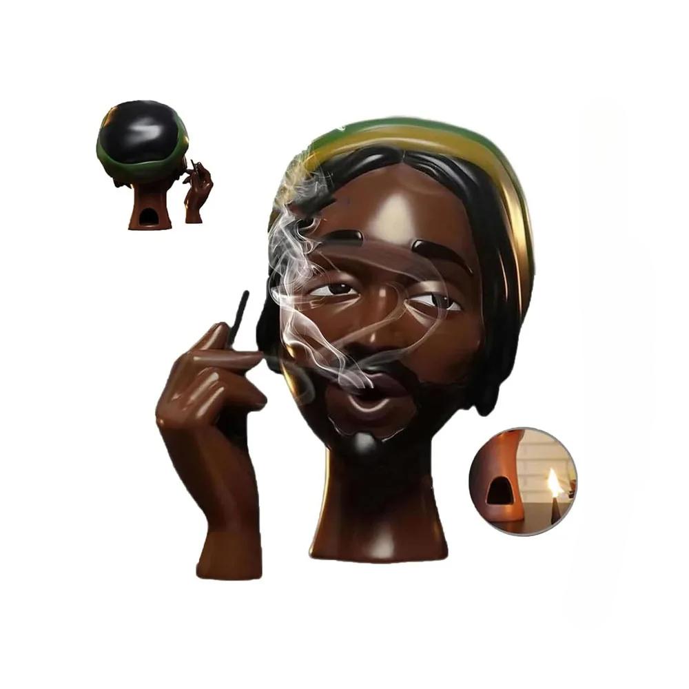 Headscents Head Incense Burner - Black Woman Resin Censer, Incense Stick Holder for Living Room  Headscents