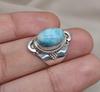 Larimar Ring: 925 Sterling Silver Caribbean Gemstone, Boho Statement Jewelry