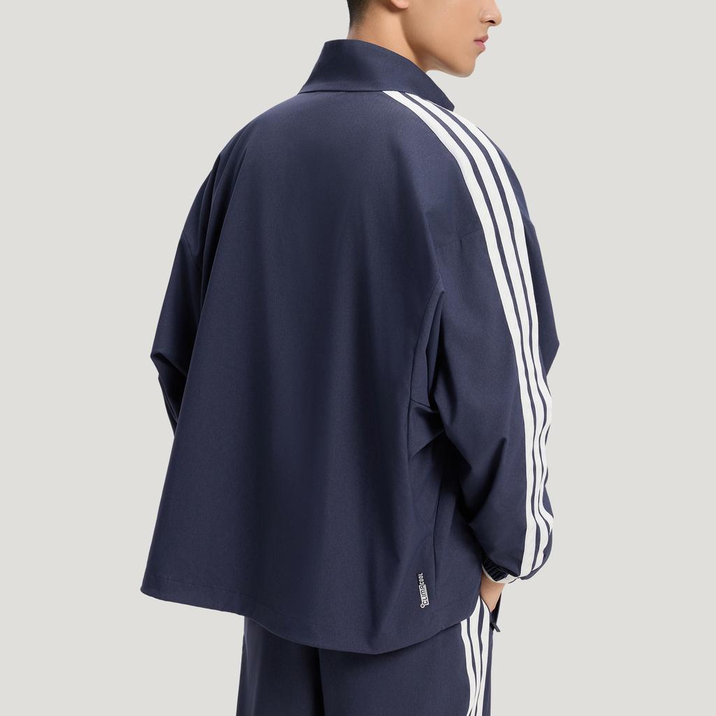 Adidas Jaqueta Jeans St 3St UPF50+ Secagem Rápida Jeans Esportiva Listrada Solta Manga Longa Jaqueta Masculina KR2547