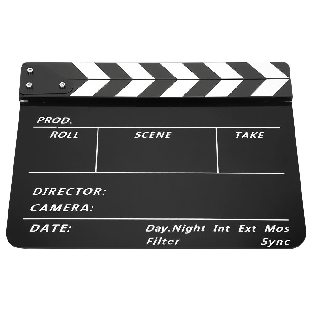Acrylic 30x25cm Clapperboard Director Movie Clappers Film and Television Photography PropWhite