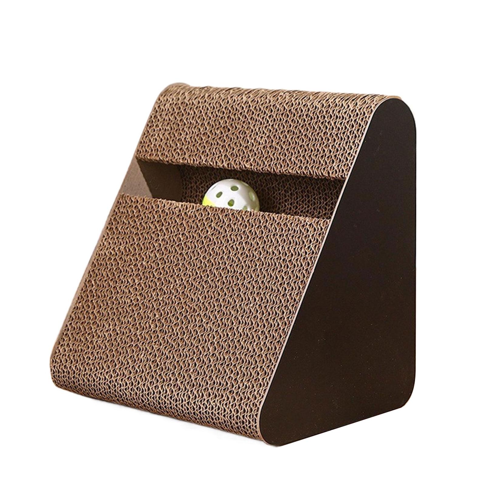 

2 в 1 Треугольная картонная когтеточка для кошек с вращающимся шариком для снятия стресса и интерактивных игр S