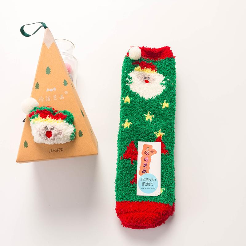 Christmas Stocking Christmas Gift Coral Velvet Cartoon Socks Suitable for Adults