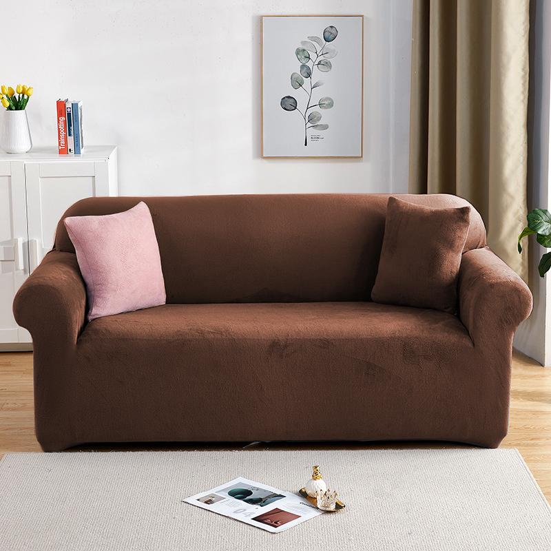 Samt-Sofabezüge für Wohnzimmer, einfarbig, Plüsch, L-förmiger Eckcouchbezug, elastischer Schutz, dicker Schonbezug für 1/2/3/4 Sitzer 1 Seater 90-140 cm