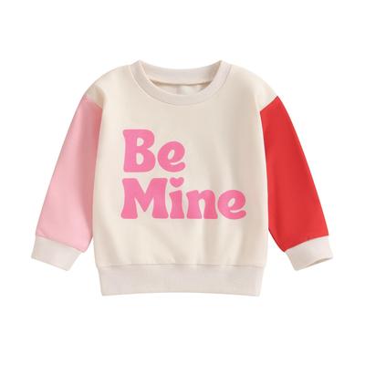 Toddler Girls Sweatshirts 6M 18M 24M 3Y 4Y Contrast Color Long Sleeve Round Neck Letter Print Pullovers Fall Tops