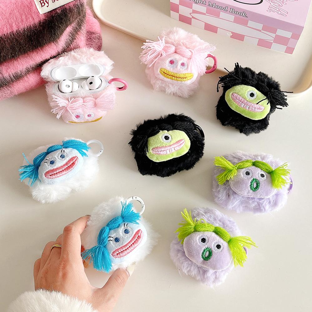 For AirPods Pro/AirPods Pro 2 Parody Expression Plush+TPU Protective Cover with Buckle
