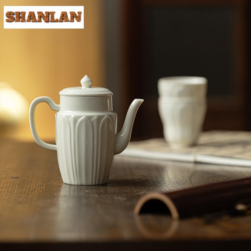 175ML Handmade Ding Kiln White Teapot Luxury Tea Infuser Pot Tea Maker Kettle With Ball Hole Tea Items Accessories Craft Gift