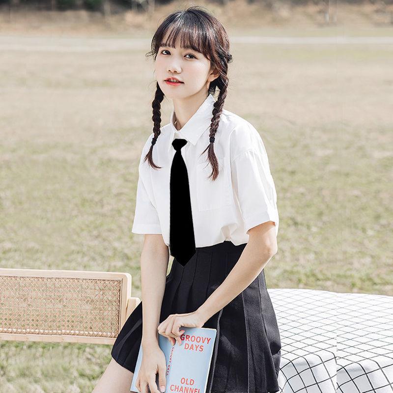 Women's White Short-Sleeve Bow Blouse - Sweet Chic JK Uniform Style