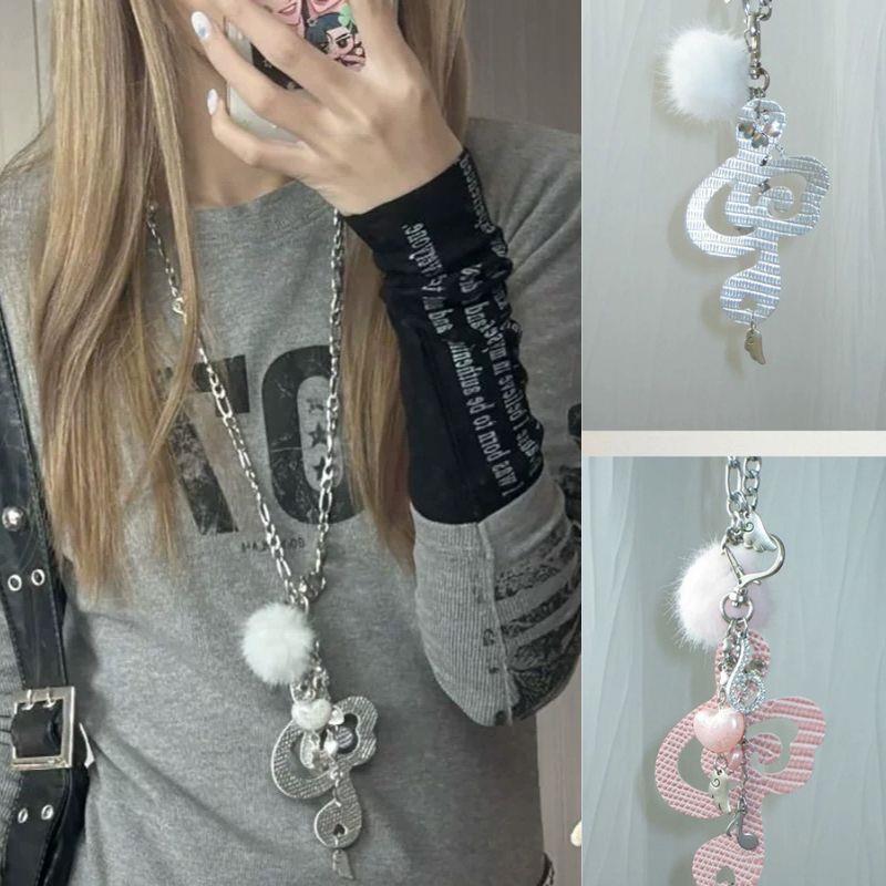 Y2K Jewelry Musical Notes Wings Heart Pendant Necklace For Women Harajuku INS Accessories Korean Fashion Chain Necklace Punk