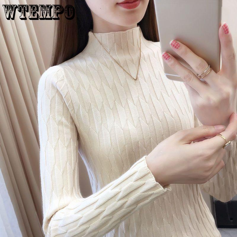 

Women s Semi-high Collar Sweater Base Shirt Autumn and Winter Slim Stylish Inner-matching Knitted Shirt Versatile Pullover Long-sleeved Shirt S бежевый