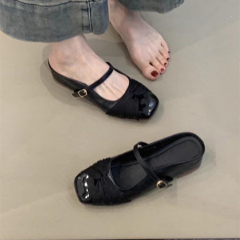 

Нежные сказочные туфли-шлепанцы с бантом, 2025 новинка, французские элегантные, с юбкой, с внутренней платформой, вечерние туфли 35