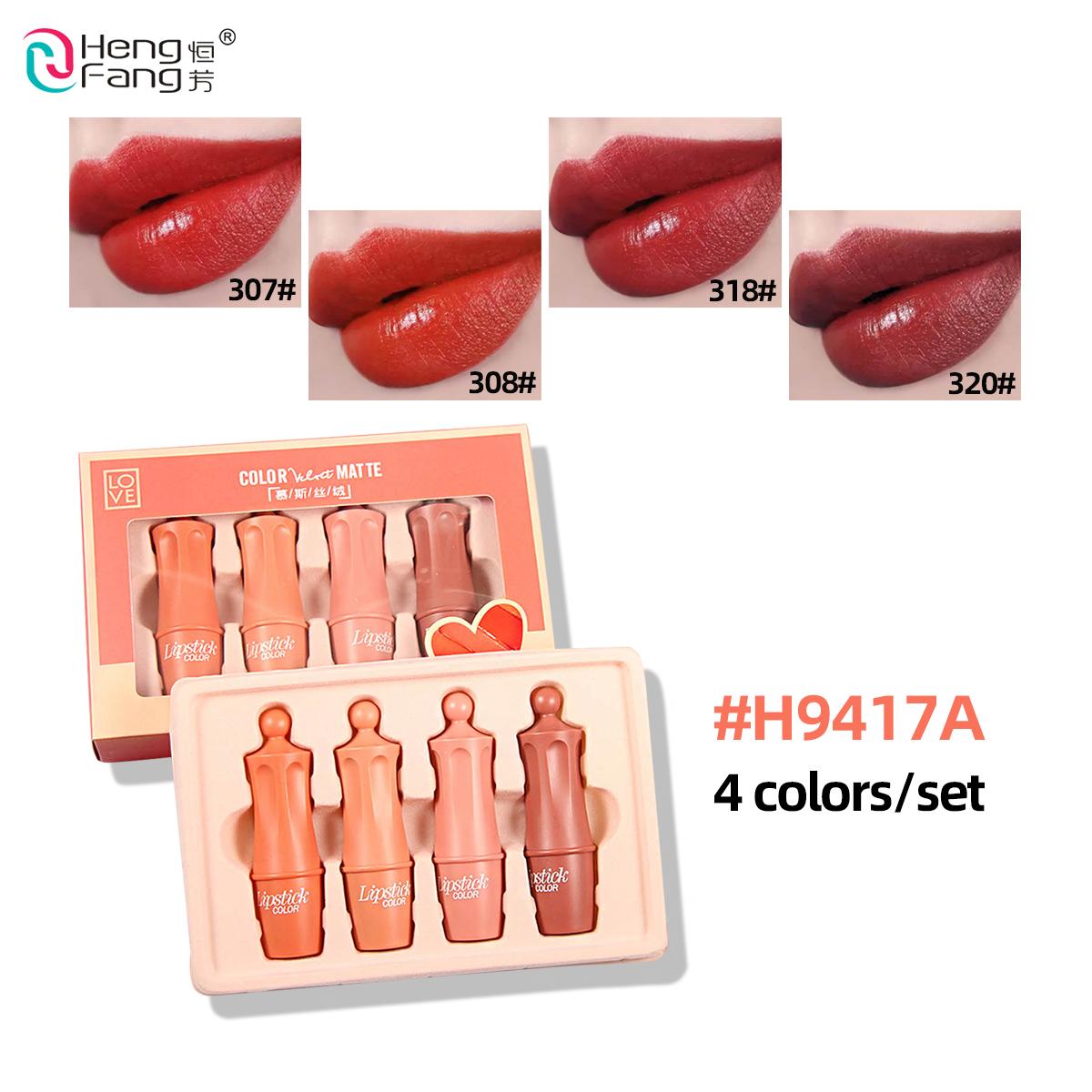 

HengFang Velvet Matte Lipstick Set Не легко выцветает Косметика для макияжа губ 3,5gx4