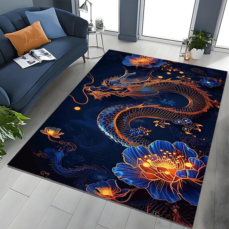 Chinese Dragon Pattern Rug Carpet For Living Room Non Slip Parlour Sofa Large Area Rugs Bedroom Kids Play Room Floor Mat Gift