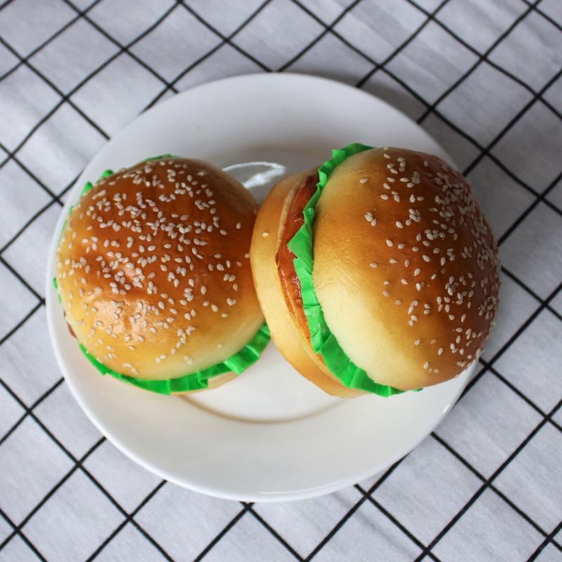Simulated Hamburger Display Model with Vegetable, Fruit, Pastry, Dessert, and KFC Style Sesame Bun Props.