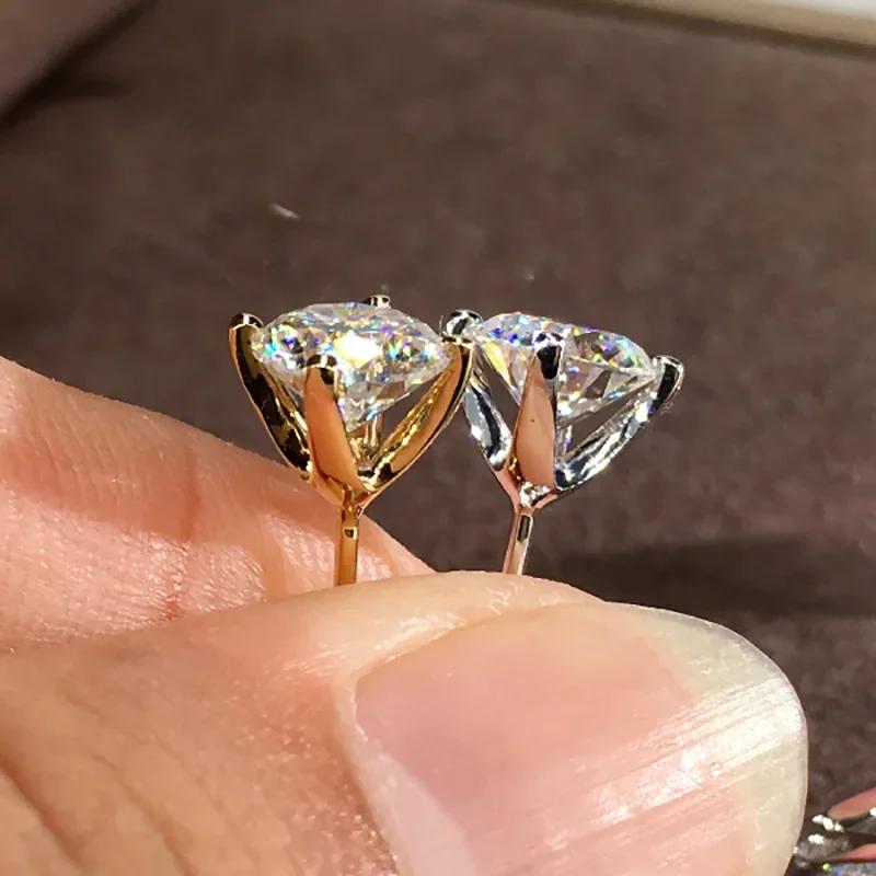 New Classic Claw Inlaid 8Mm2 Carat White Zircon Earrings, Women'S High End European And American Retro Double Earrings