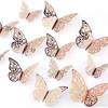 12Pcs 3D Hollow Butterfly Wall Stickers Gold Rose Gold Silver Butterflies Stickers for Wedding Birthday Home Room Decorations