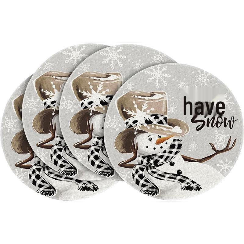 Festive Style Christmas Round Placemats - 4-Piece Set for Holiday Table Decor