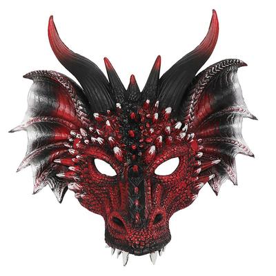 Nuova maschera 3D drago rosso maschera mezza faccia per bambini adolescenti festa in costume puntelli cosplay decorazione festa festival