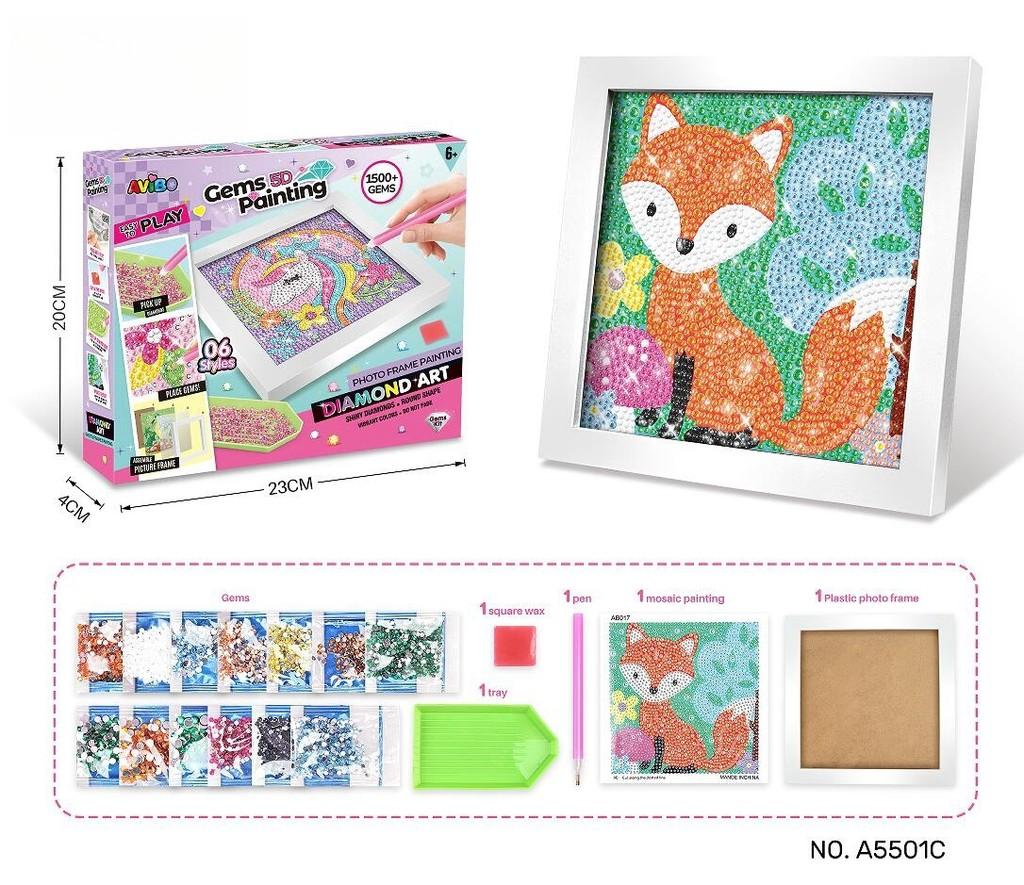 Childrens Craft Rhinestone Dotting Set With Frame Plastic Material For Toddler Art Activities