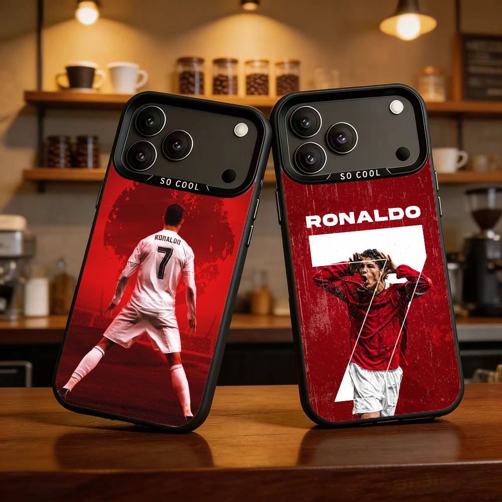 Custodia per telefono Player R-Ronaldo C-CR7 Per iPhone 17,16,15,14,13,12,Pro MAX Nera Opaca Cover Antiurto