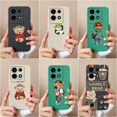 Infinix Note 30 Akıllı 7 Artı Sıcak 30 Itel A60s S23 + P40 + Tecno Spark 10 telefon kılıfı Kapak Sevimli Ayı Mat Yumuşak Silikon Darbeye Dayanıklı Kabuk Tamponlar