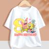 SpongeBob Birthday Number T-shirt Children Tee Top White Round Collar Clothing Boys Short Sleeve Kids Anime Figure Clothes Gift